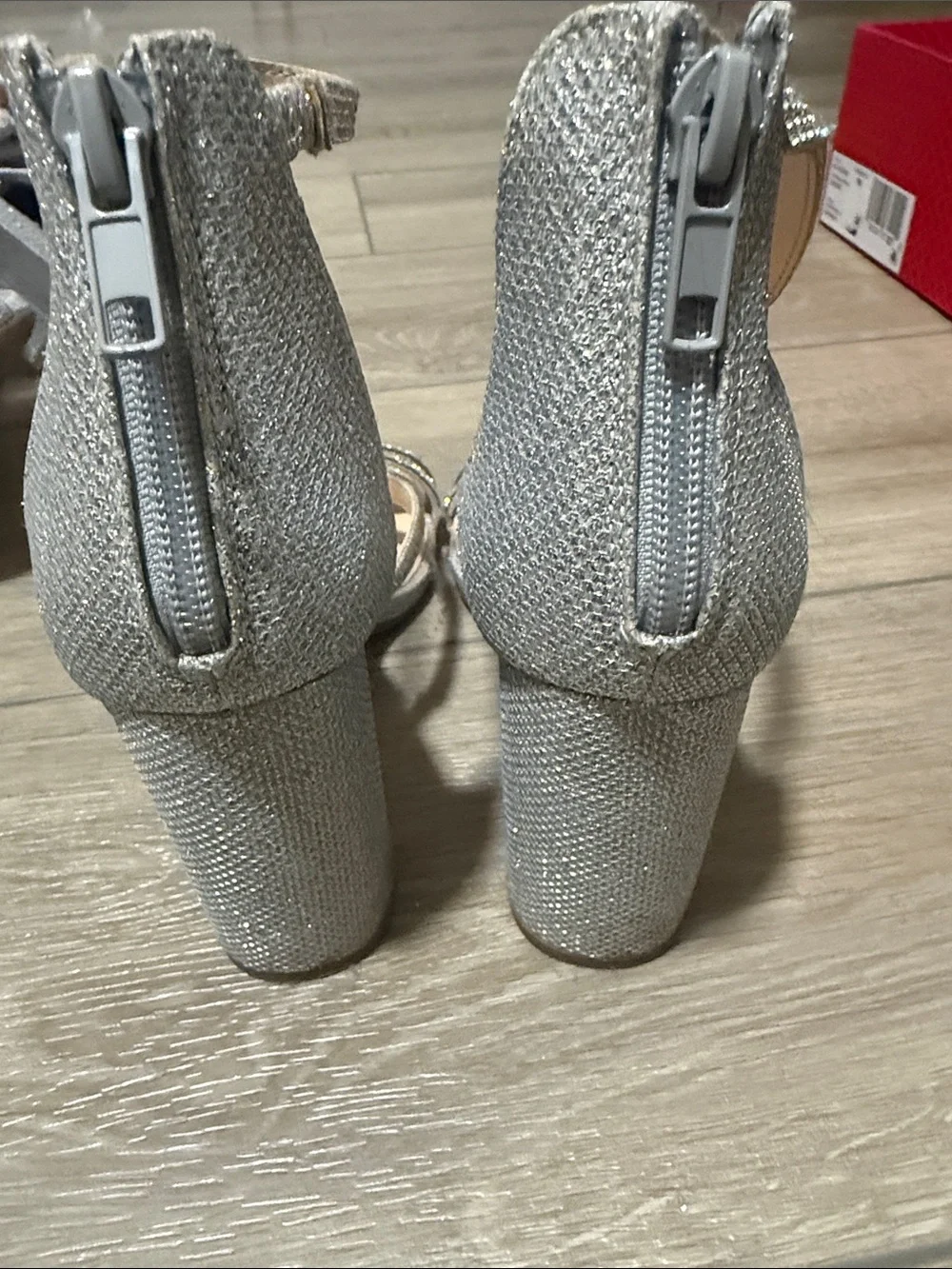Delicious Silver Rhinestone Strappy Heels